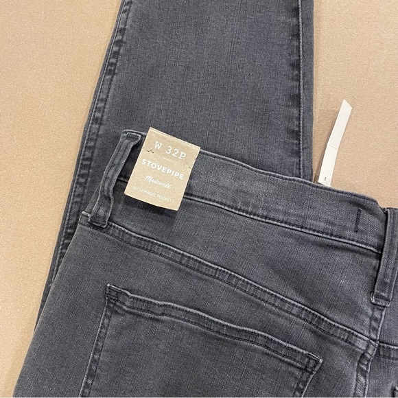 Women’s Madewell Dark Gray Wash Stovepipe Jeans Size 32P New With Tags - Picture 7 of 13